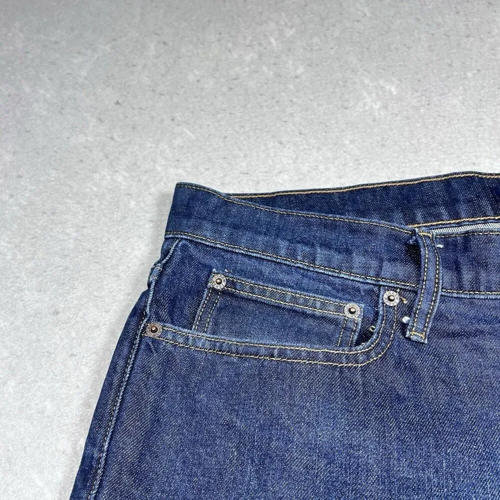 J. Crew Straight Jeans Mens Size 36 Dark Wash Blue Comfy Stretchy Denim
